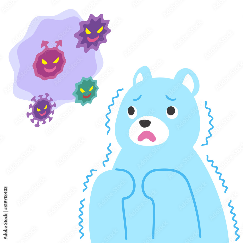 ウイルスを怖がるクマのイラスト Stock ベクター Adobe Stock