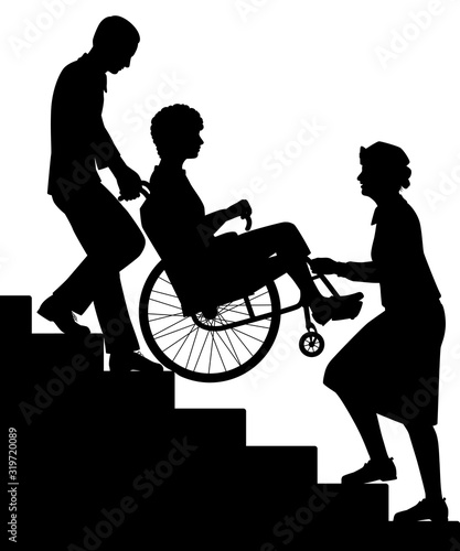 Wheelchair upstairs assist silhouette