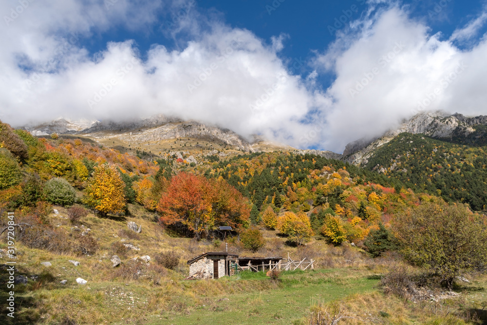 Obraz premium Fog revealing the Alpine mountain range, Ligurian Alps, Italy