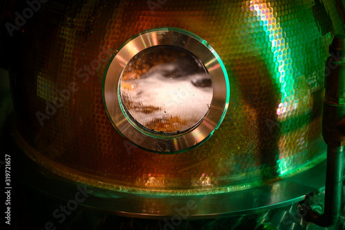 Canvastavla Gin distillation process in copper tanks, Scotland, UK