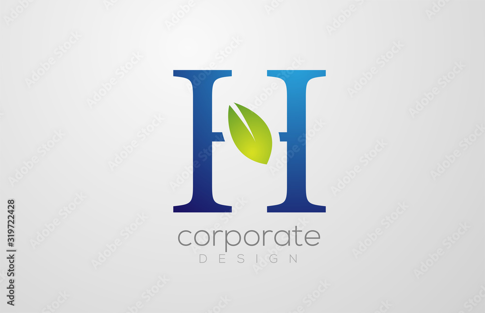 green leaf alphabet letter H logo icon design template green leaf alphabet letter H logo icon design template