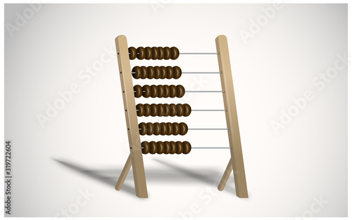 wooden abacus on a light background vector.