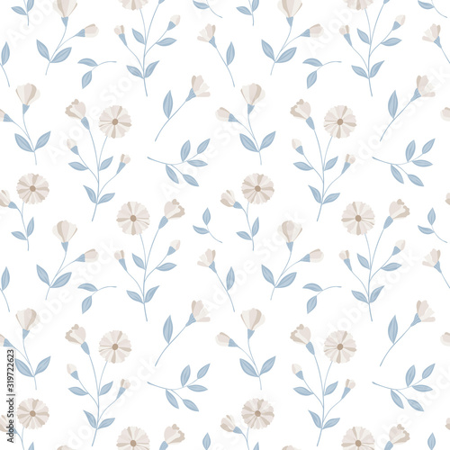 Seamless flowers pattern. Cute floral texture. Vector illustration.