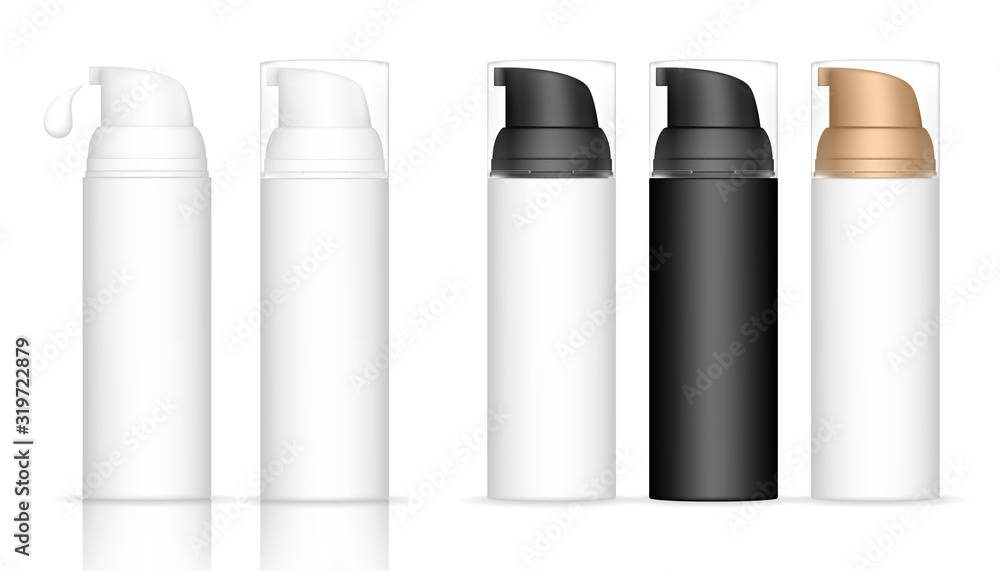 Cosmetic plastic bottle with dispenser pump. Skin care bottles for gel, liquid, lotion, cream, shampoo, bath foam. Beauty product package. Vector illustration. Cosmetic plastic bottle with dispenser pump. Skin care bottles for gel, liquid, lotion, cream, shampoo, bath foam. Beauty product package. Vector illustration.