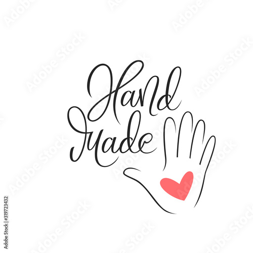 Hand made handwritten calligraphy. Textile, clothes print. Wrapping paper, tag, packaging design idea for handmade presents, gifts. Funny romantic slogan. Black and white vector illustration