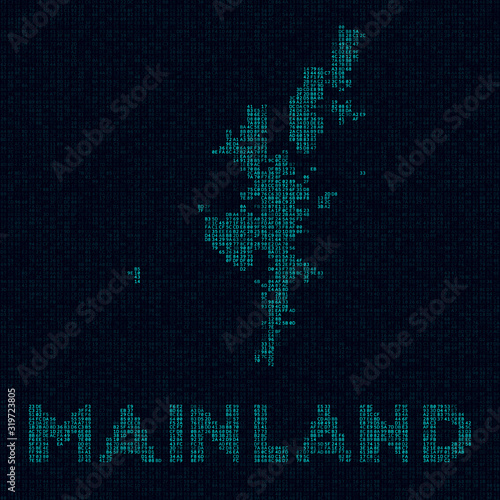 Mainland tech map. Island symbol in digital style. Cyber map of Mainland with island name. Classy vector illustration.