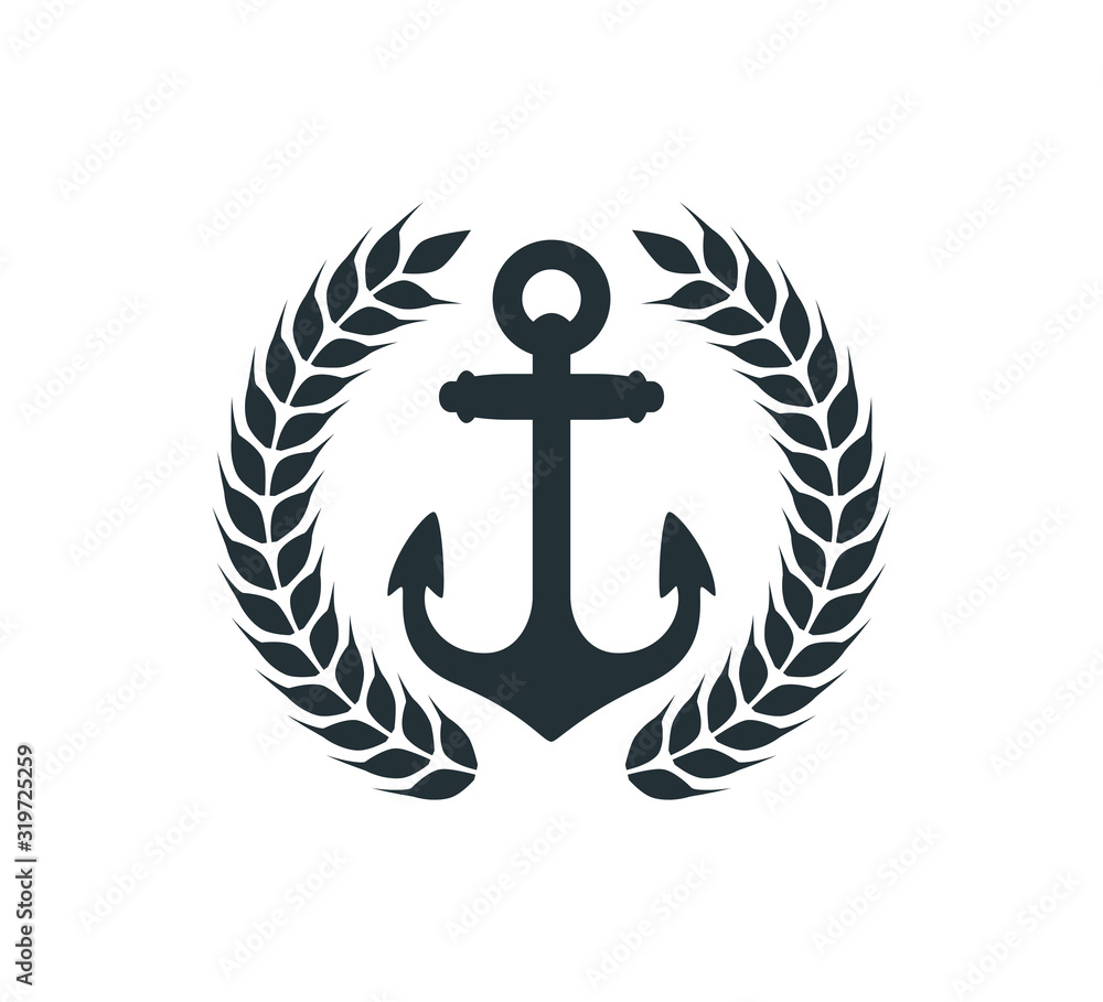 ship anchor inside wheat badge vector graphic design for logo and illustration ship anchor inside wheat badge vector graphic design for logo and illustration