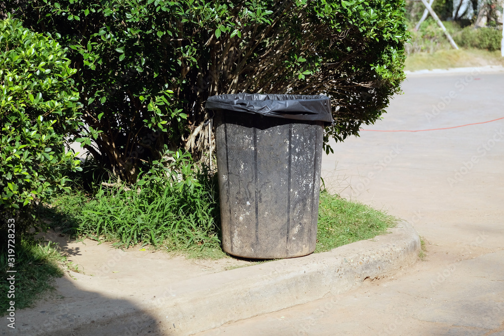 old garbage bin in the park