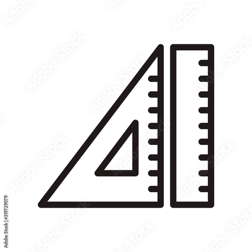 Ruler, triangle ruler icon in trendy outline style design. Vector graphic illustration. Ruler, measurement icon for website design, logo, and ui. Editable vector stroke. Pixel perfect. EPS 10.