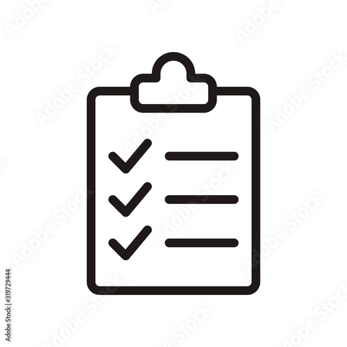Clipboard, checklist, task icon in trendy outline style design. Vector graphic illustration. Clipboard icon for website design, logo, and ui. Editable vector stroke.Pixel perfect. EPS 10.