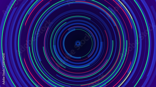 Circle neon lines technology Hi-tech blue background. Abstract graphic digital future concept design.