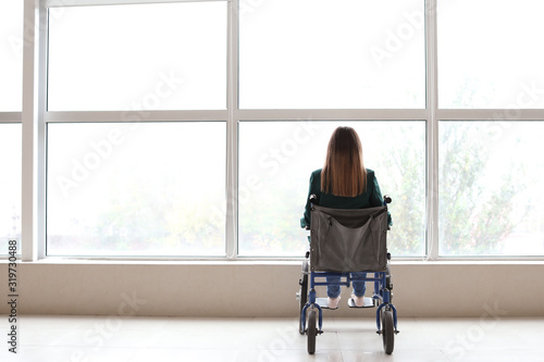 Handicapped young woman in ...