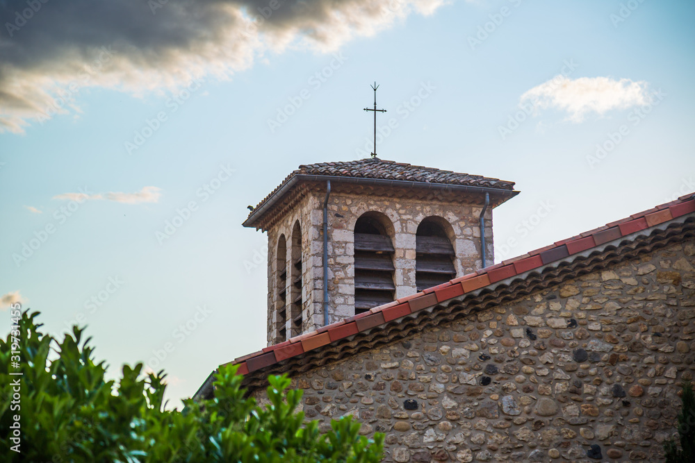 Eglise Sainte-Marie church in the village of Vogüé in Ardeche, France Eglise Sainte-Marie church in the village of Vogüé in Ardeche, France