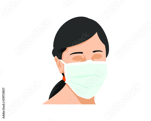 illustration woman wearing medical mask