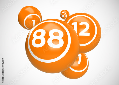 Orange Bingo Balls 3D Render