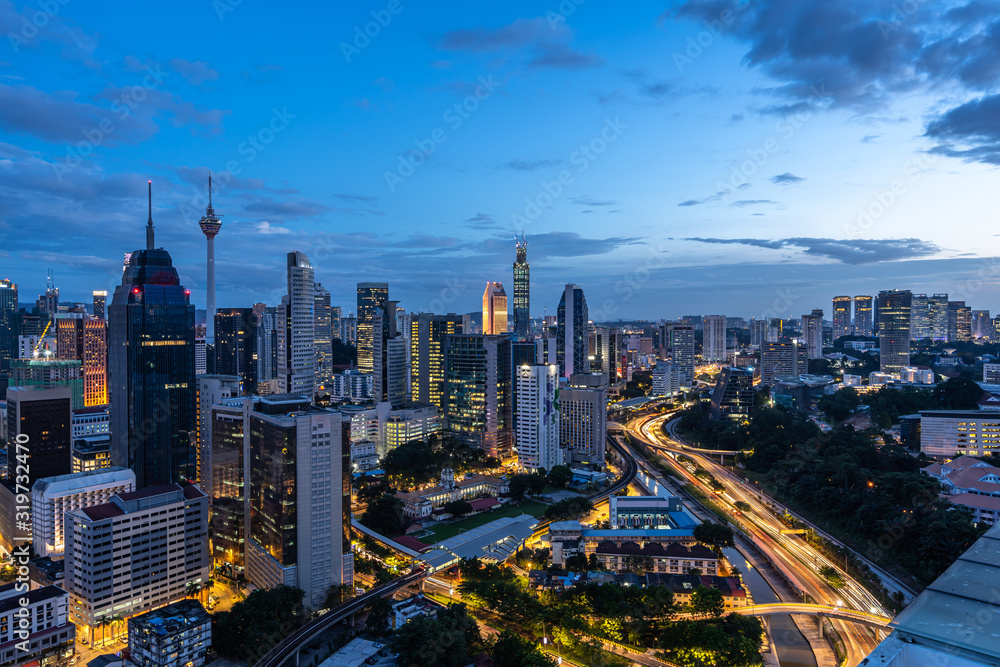 Naklejka premium panoramic city skyline in kuala lumpur