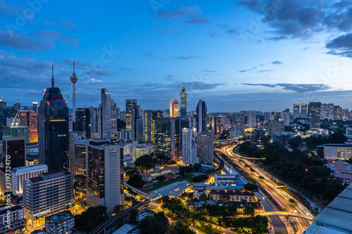 Photography panoramic city skyline in kuala lumpur