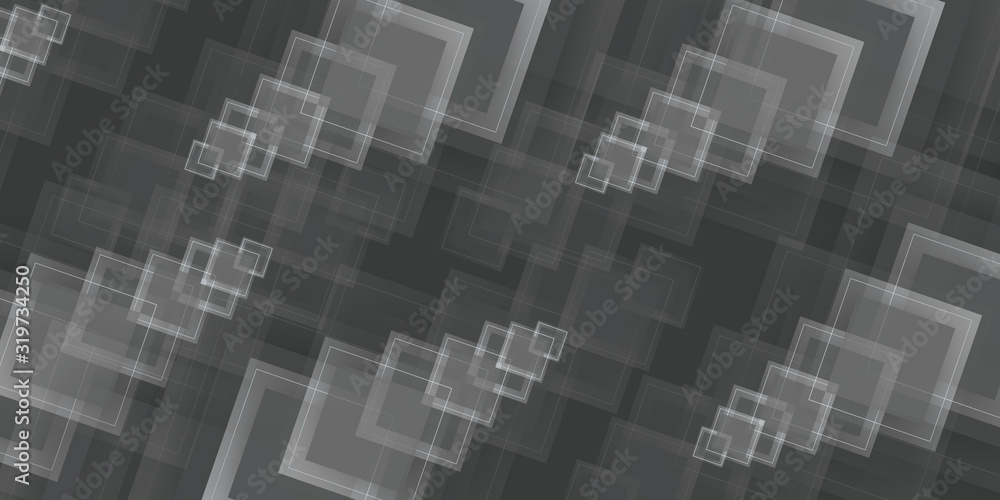 Abstract black and white square composition background