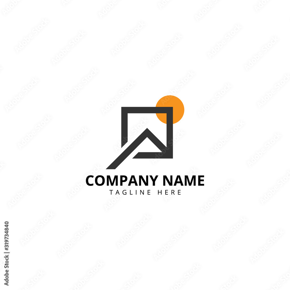 Sun House logo design. Real estate Modern and elegant style design. Sun House logo design. Real estate Modern and elegant style design.