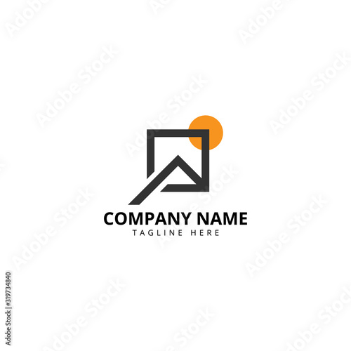 Sun House logo design. Real estate Modern and elegant style design.