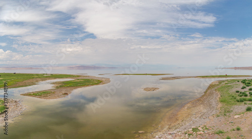Coast of the freshwater lake Achit. Nature and travel. Mongolia, Uvs Province