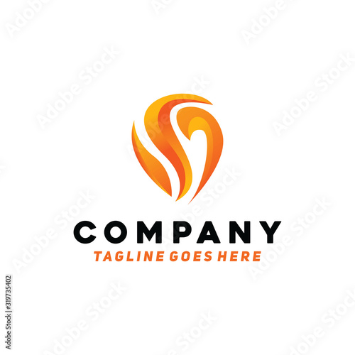 Fire Logo design vector template with orange gradient color Concept style. flaming Symbol for energy, industrial, gas oil, fuel, business and company.