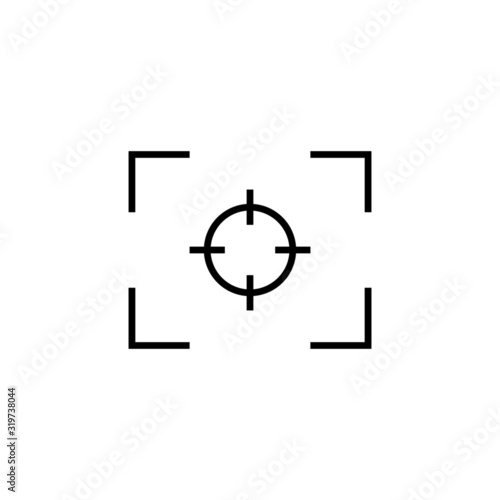 Focus line icon. Outline camera focus lens symbol isolated on white background. Vector illustration editable stroke