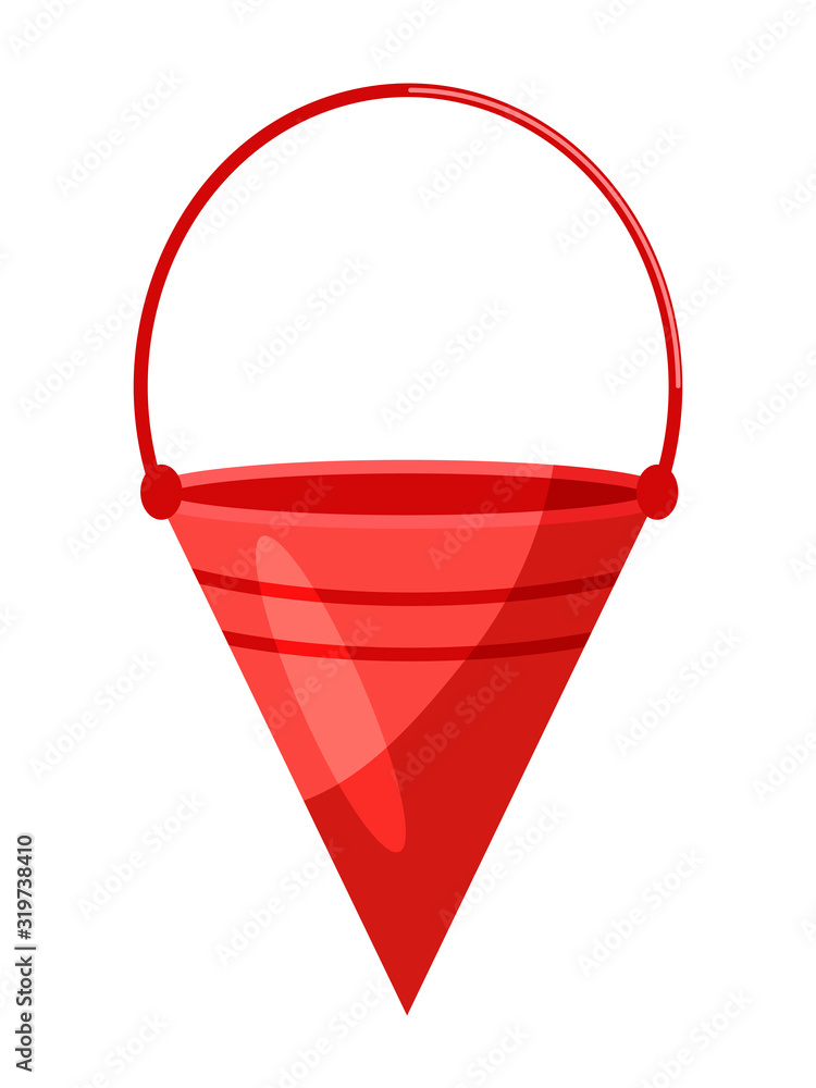 Red fire cone-shaped bucket isolated on white Red fire cone-shaped bucket isolated on white