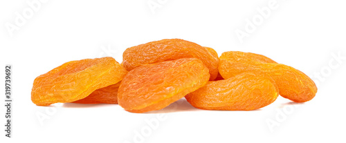 Dried apricots isolated on white background. Healthy food.