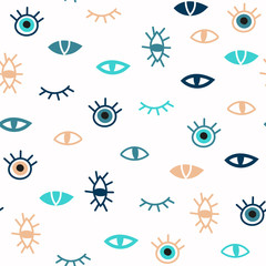 Fototapete Augenmuster Trendige Talisman Augen im Doodle-Stil  © CreativeUniverse
