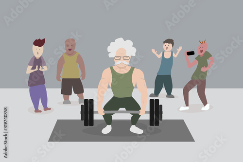 senior man showing workout