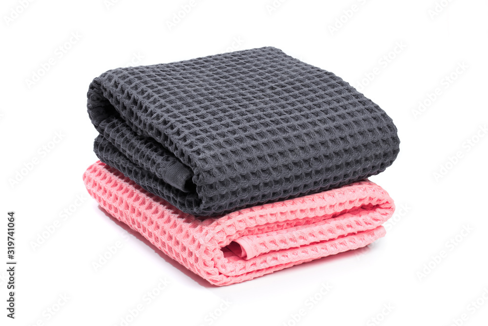 Colorful stacked bath towels isolated on white background. - Image Colorful stacked bath towels isolated on white background. - Image