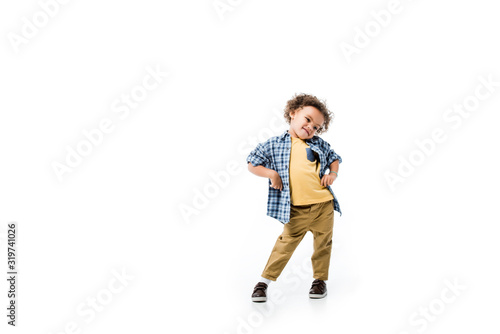 funny african american boy isolated on white