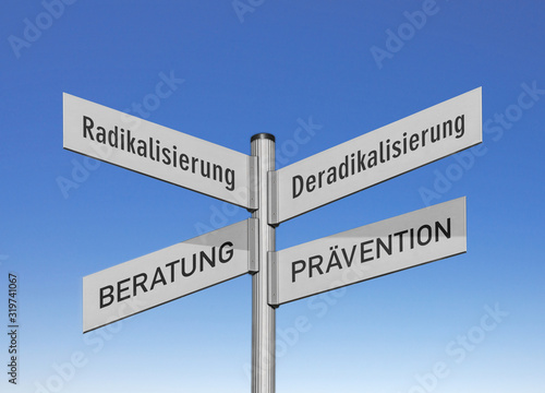 Obraz na plátne Wegweiser, Radikalisierung, Deradikalisierung
