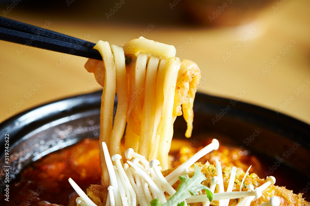 Korean spicy udon noodle soup Stock Photo Adobe Stock