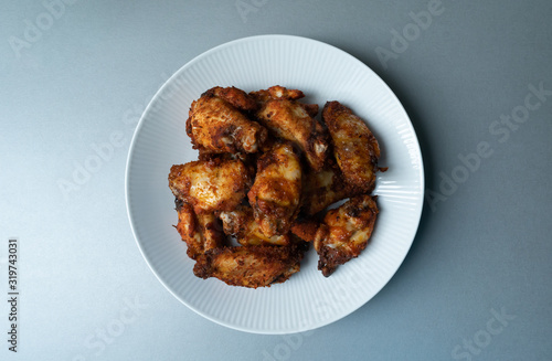 Delicious plate of hot and juicy buffalo chicken wings
