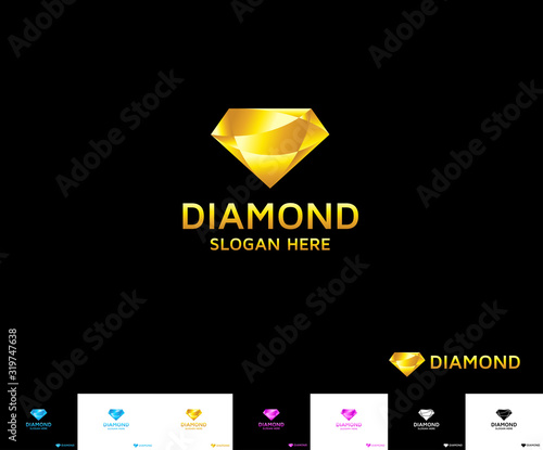 Diamond Sparkling Glass Metal logo.  Beautiful sparkling diamonds, could be used for jewelry shops, or something related to gem stone. With  a lot of color concepts.