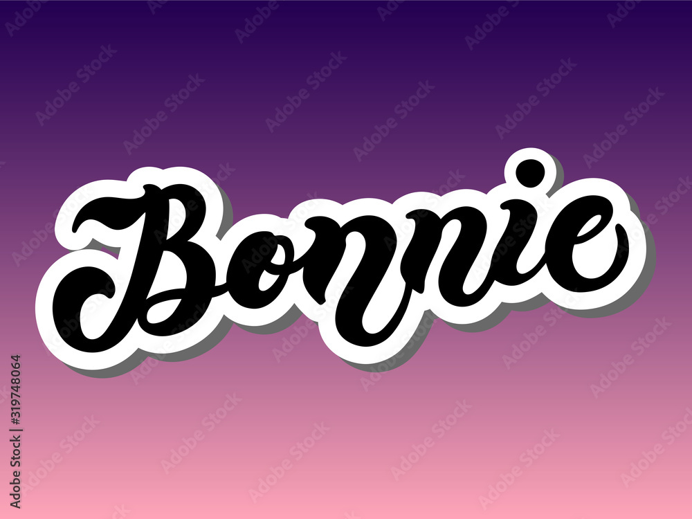 Bonnie. Woman's name. Hand drawn lettering. Vector illustration. Best for Birthday banner