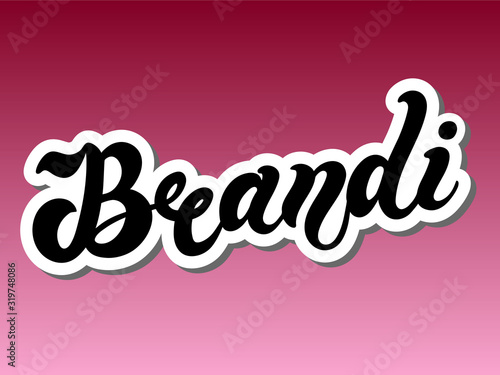 Brandi. Woman's name. Hand drawn lettering. Vector illustration. Best for Birthday banner