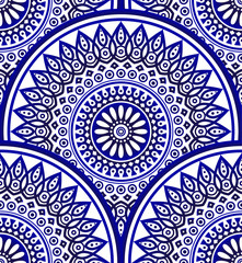 Acrylglasbilder Dunkelblaue Muster Mandala Muster Boho Ornament Stil  © flworsmile