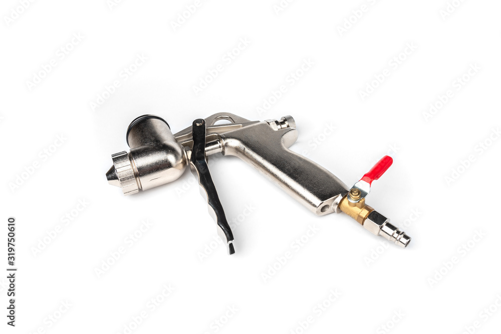 Spray gun for compressor isolated on white background. Spray gun for compressor isolated on white background.