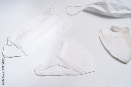 Protective medical mask on white background.