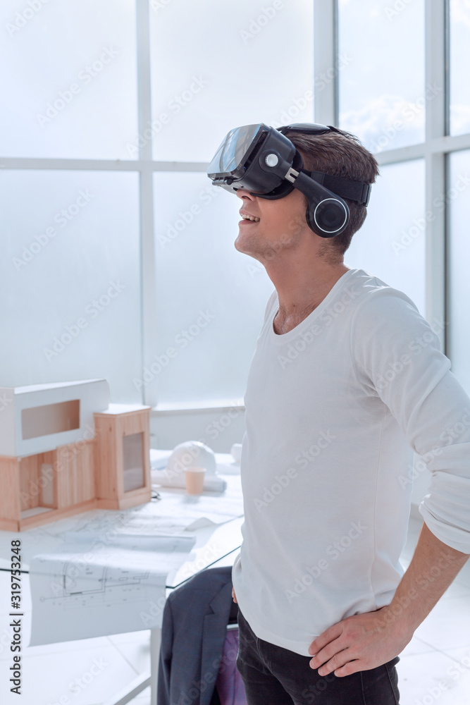 Fototapeta premium close up. modern designer looking at a virtual project.
