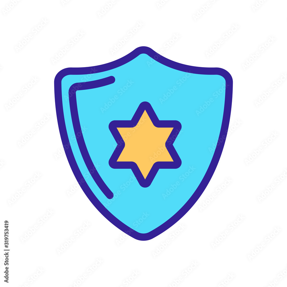 Shield justice icon vector. Thin line sign. Isolated contour symbol illustration