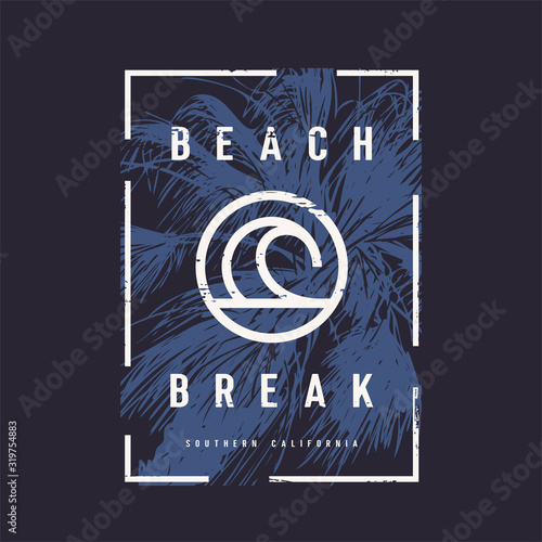 Vector graphic t-shirt design, poster, print on the theme of surfing