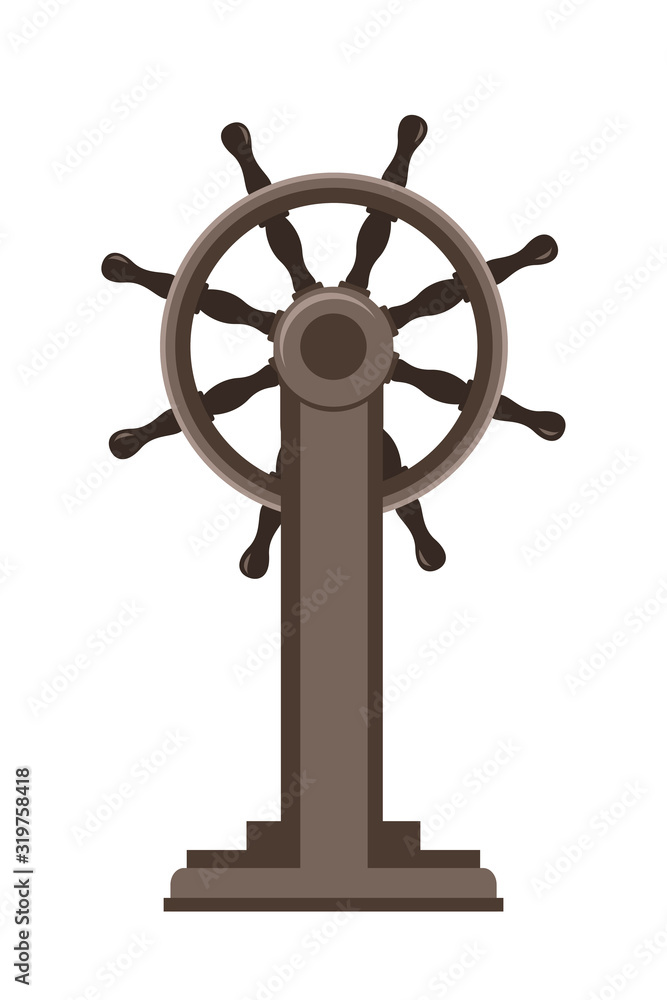 Obraz premium Ship control helm steering wheel isolated on white
