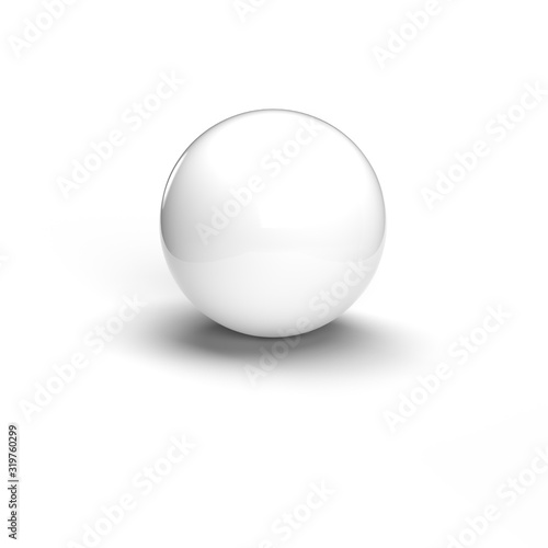 White sphere, ball or orb. with dropped shadow on white background © 26max