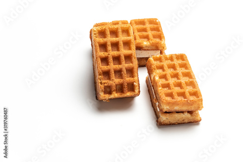 Soft Viennese waffles on a white background