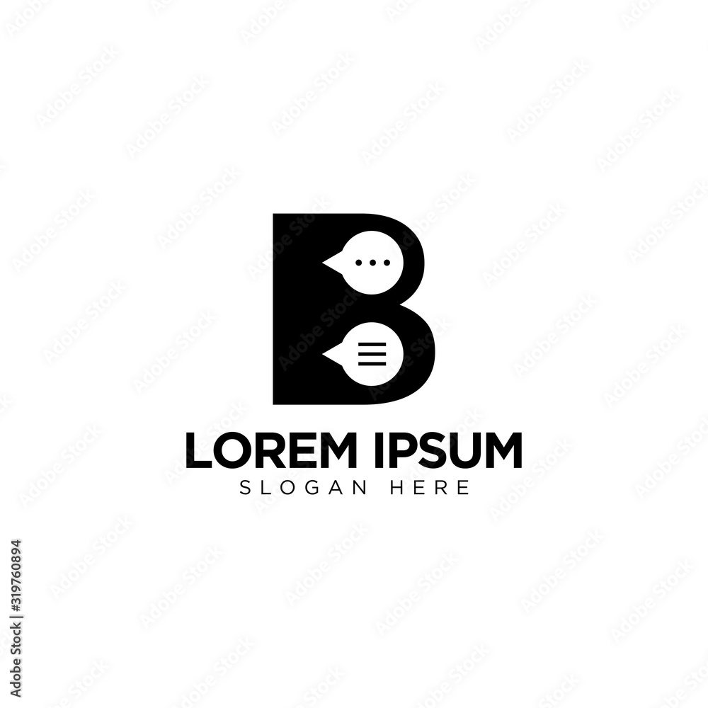 Letter B Chat Logo Design, Communication Logo Template
