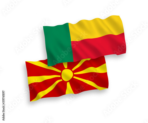 Flags of Benin and North Macedonia on a white background